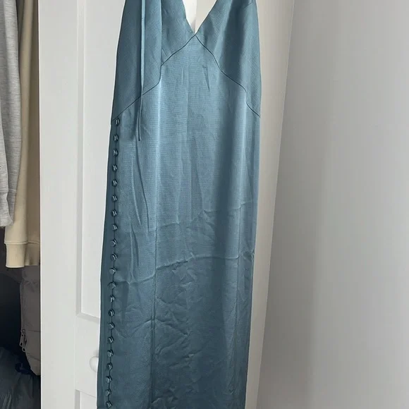 Club Monaco Button Detail Slip Dress Blue Dusk, NWT - Picture 5 of 9